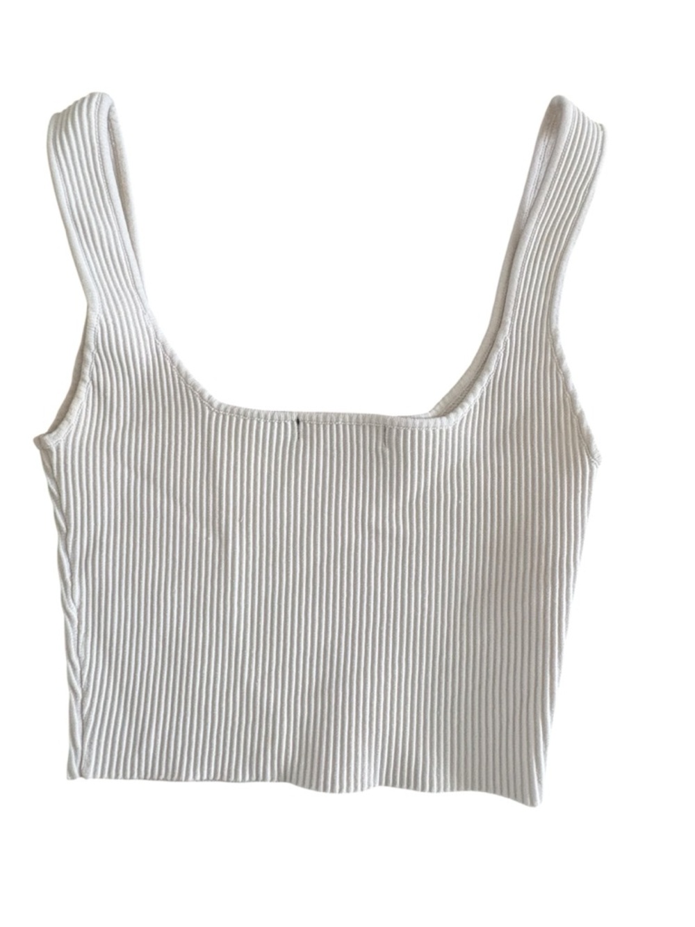 Glassons Cream Ribbed Square Neck Crop Tank - Picture 2 of 4